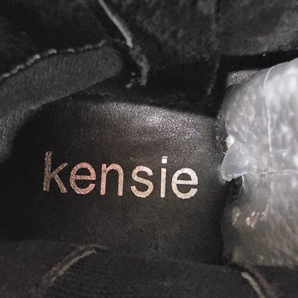 Kensie | Garry Black suede stacked heel booties size 8